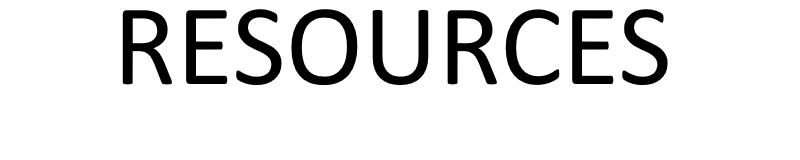 white rectangle with the word Resources written on it in black